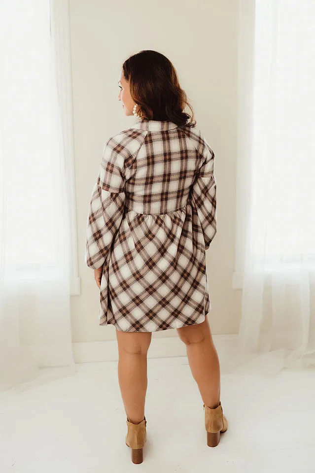 Plaid Mini Shirt Dress