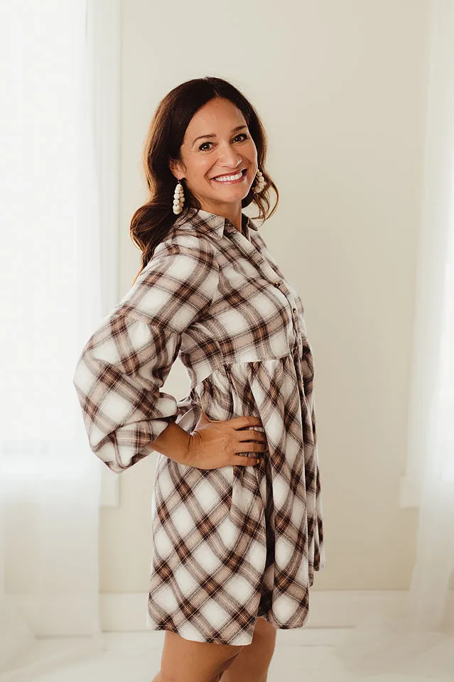 Plaid Mini Shirt Dress