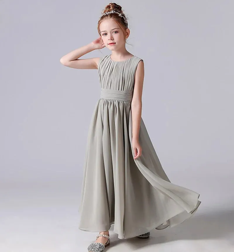 Pleated Flower Girl Dress with Sash - Kids Wedding, Party, Pageant Gown