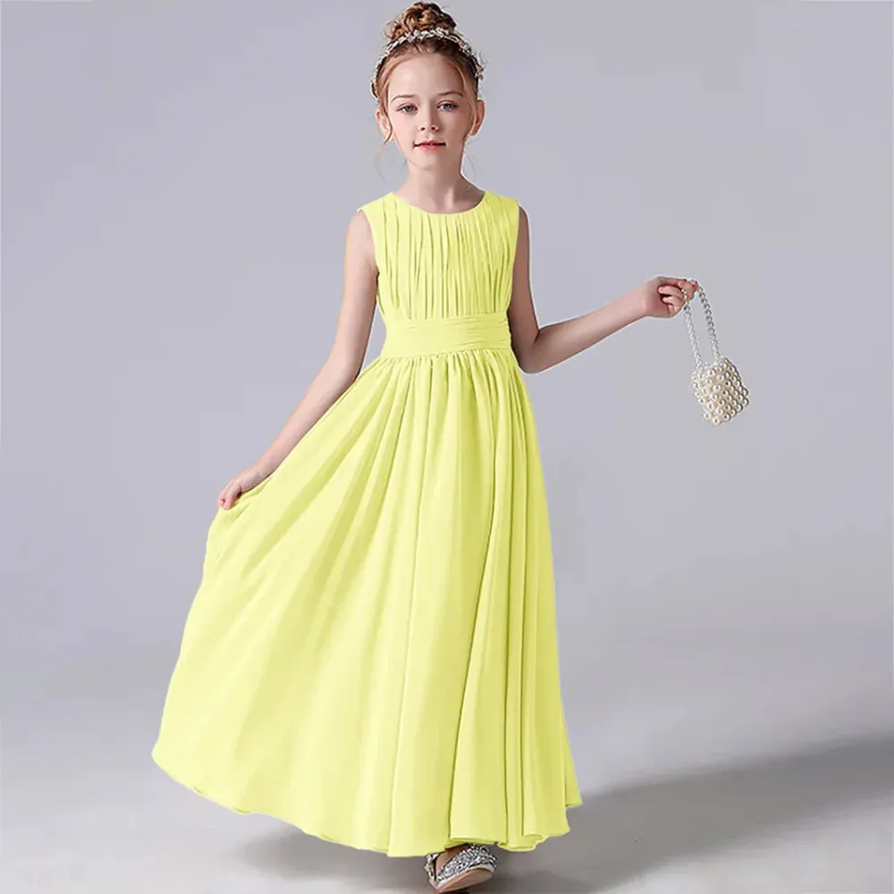 Pleated Flower Girl Dress with Sash - Kids Wedding, Party, Pageant Gown