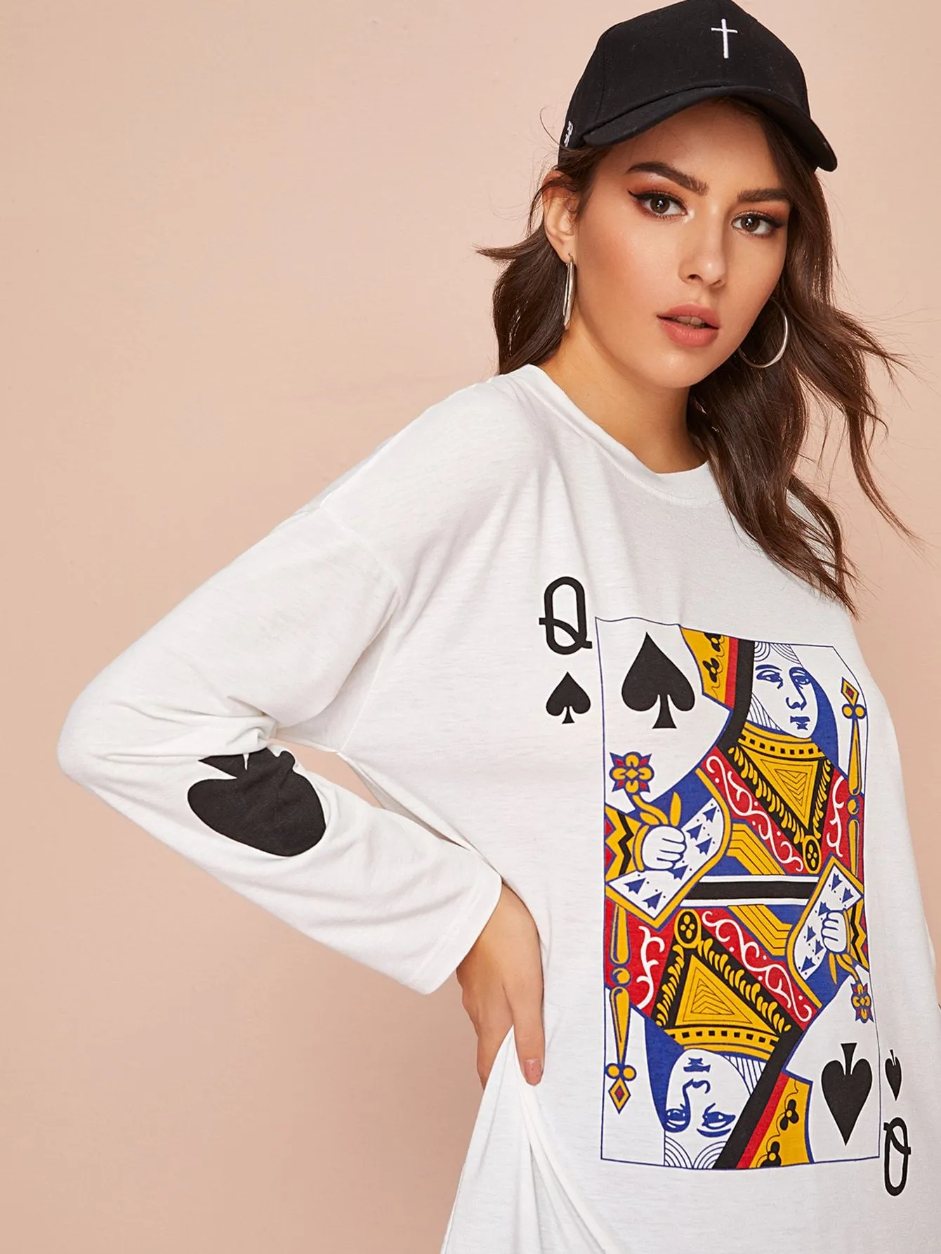 Poker Card Print Longline Tee