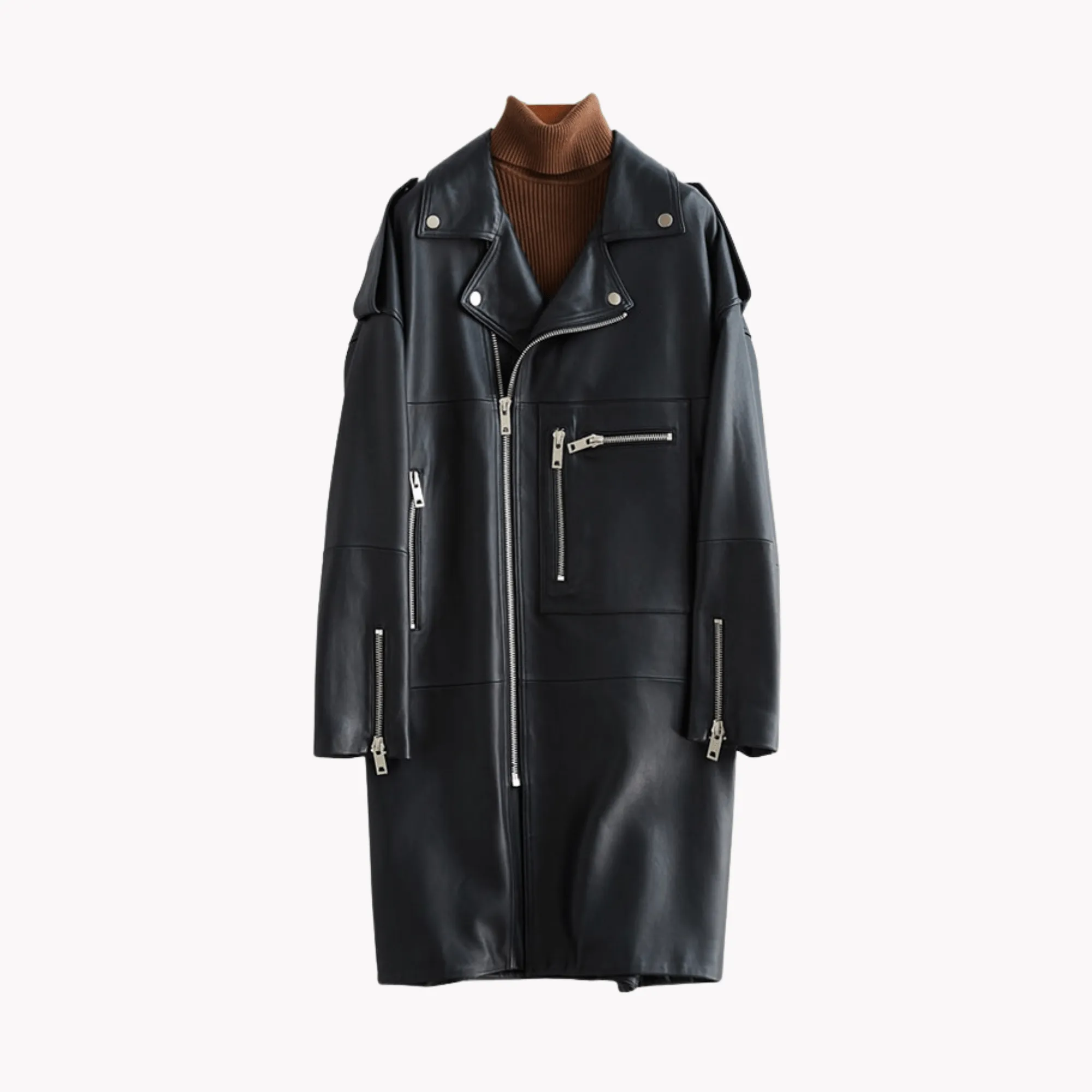 Pre Order:  Oversized Faux Leather Long Coat