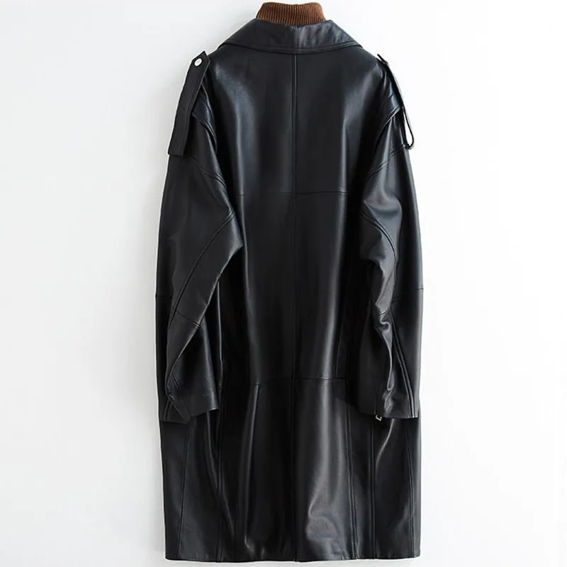 Pre Order:  Oversized Faux Leather Long Coat