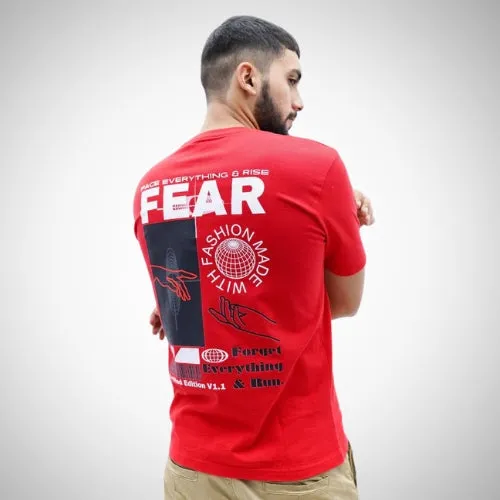 "Fear" Relaxed Red T-Shirt By DemonWear for Him