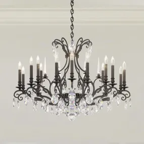 Renaissance Nouveau 18 Light Black Chandelier with Heritage Crystal