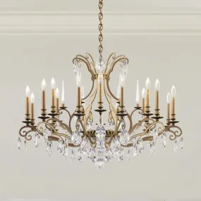 Renaissance Nouveau 18 Light Etruscan Gold Chandelier with Heritage Crystal