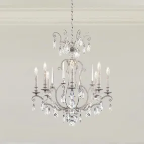 Renaissance Nouveau 8 Light Antique Silver Chandelier with Heritage Crystal