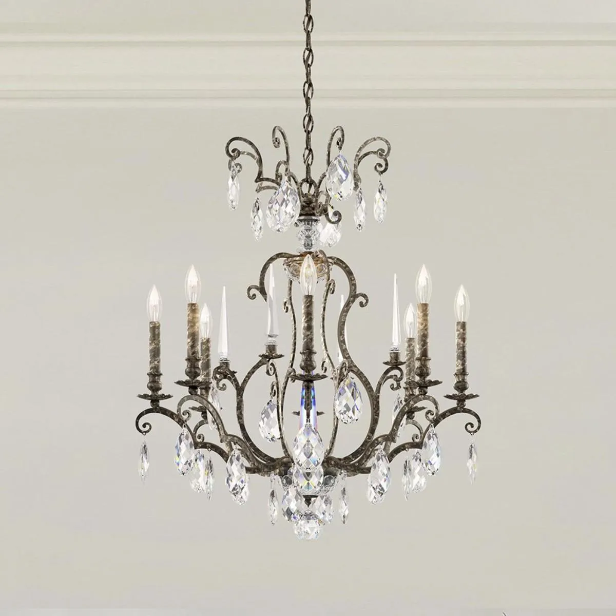 Renaissance Nouveau 8 Light Heirloom Bronze Chandelier with Heritage Crystal