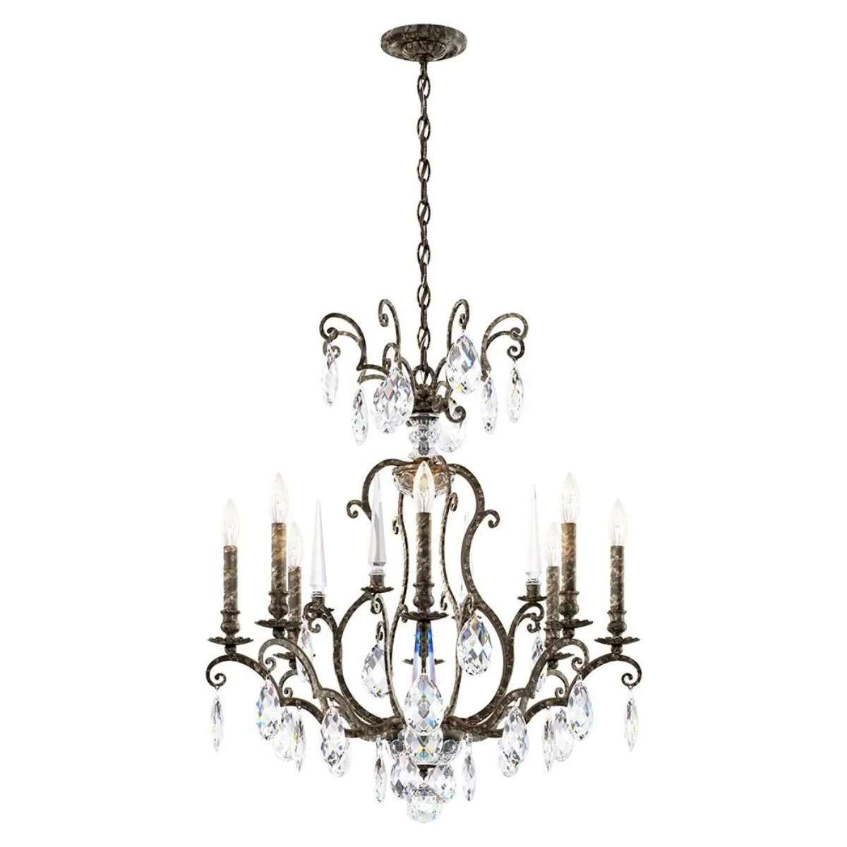 Renaissance Nouveau 8 Light Heirloom Bronze Chandelier with Heritage Crystal