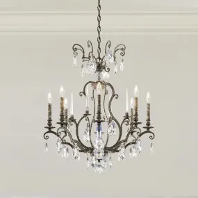 Renaissance Nouveau 8 Light Heirloom Bronze Chandelier with Heritage Crystal