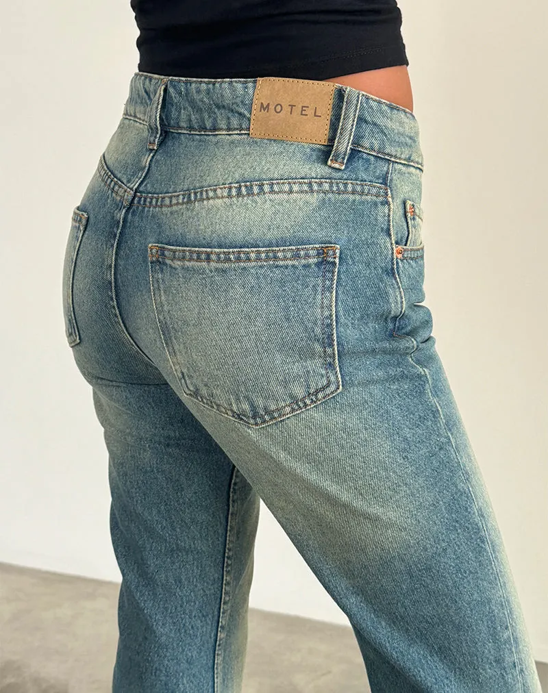 Rigid Low Rise Flare Jeans in Sea Green