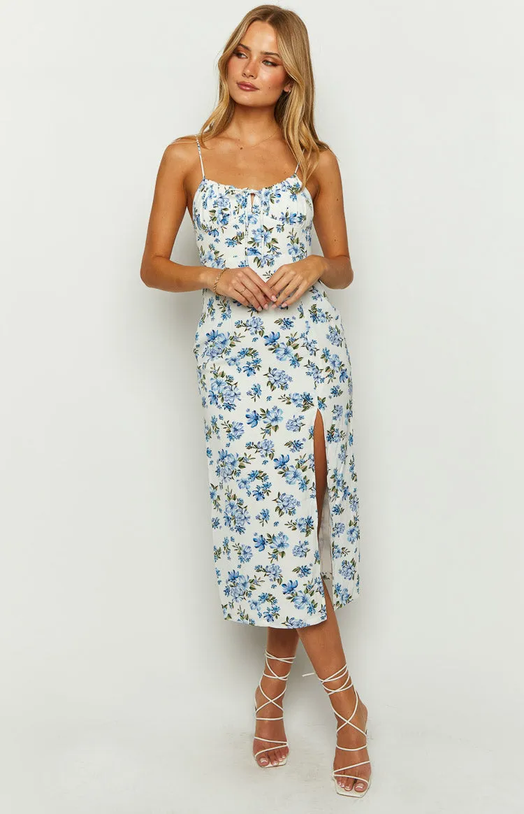 Sallie Blue Floral Midi Dress