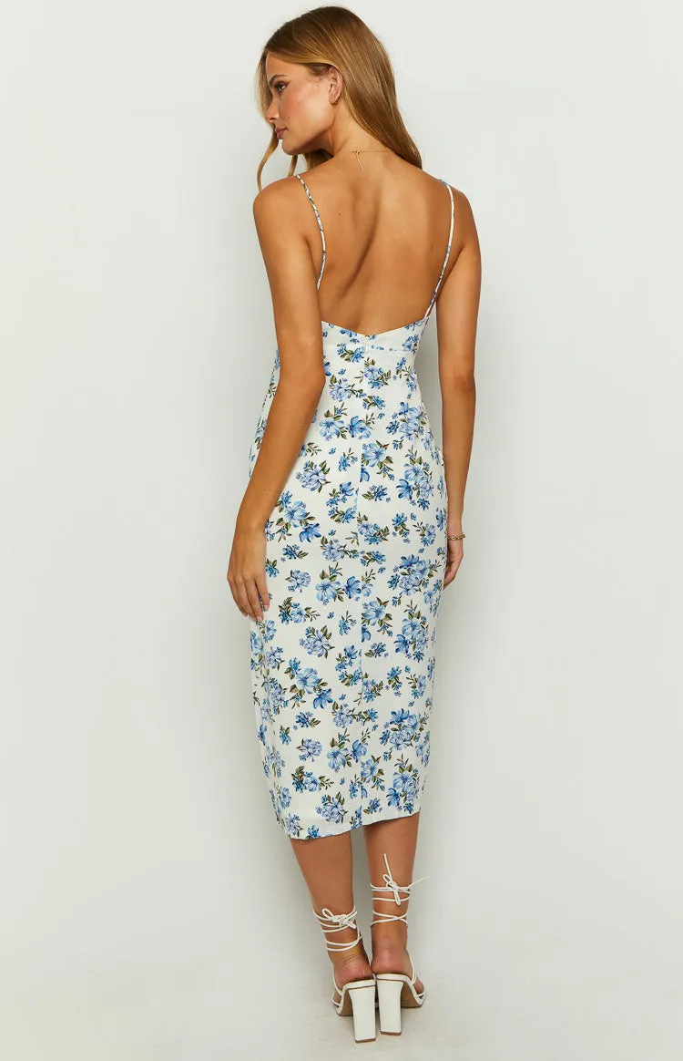 Sallie Blue Floral Midi Dress