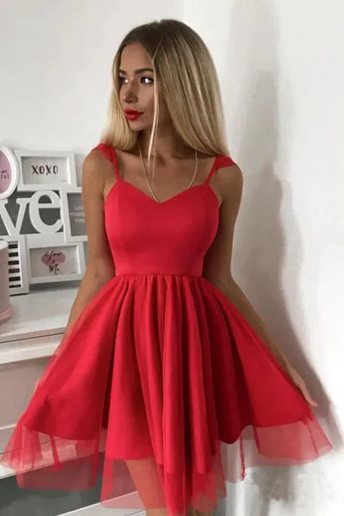 Simple Cute Spaghetti Straps Tulle Short Prom Dresses | Mini Homecoming Dress, SH487