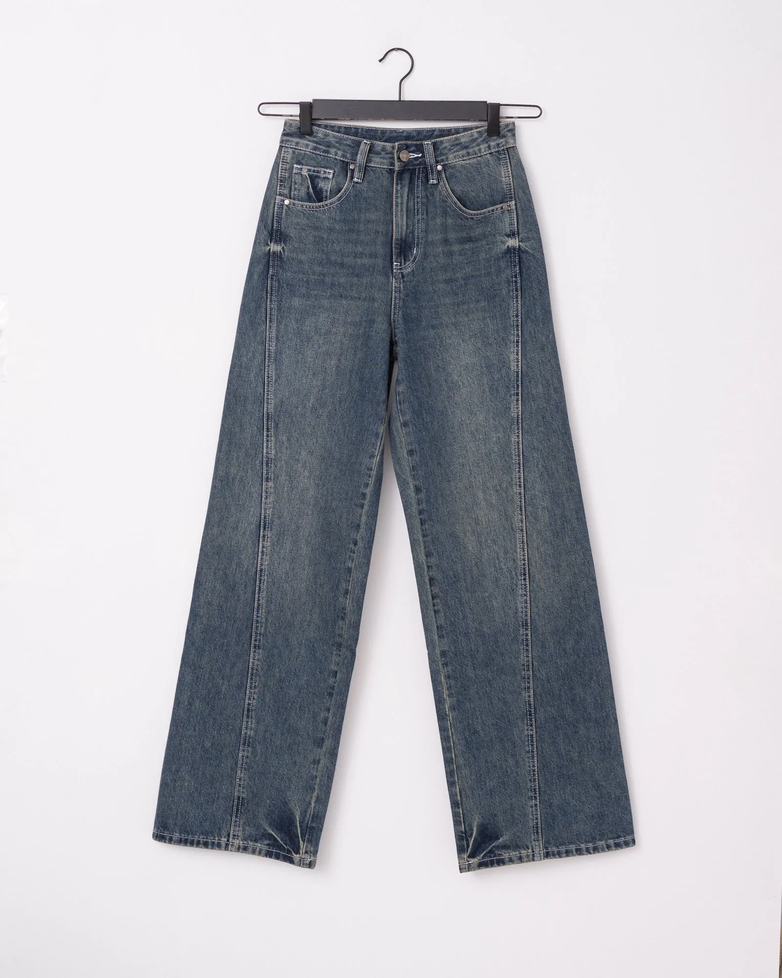 TILTIL Missy Blue Green Wash Relaxed Seam Jeans