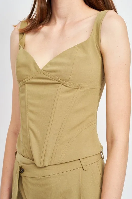 V NECK BUSTIER TOP