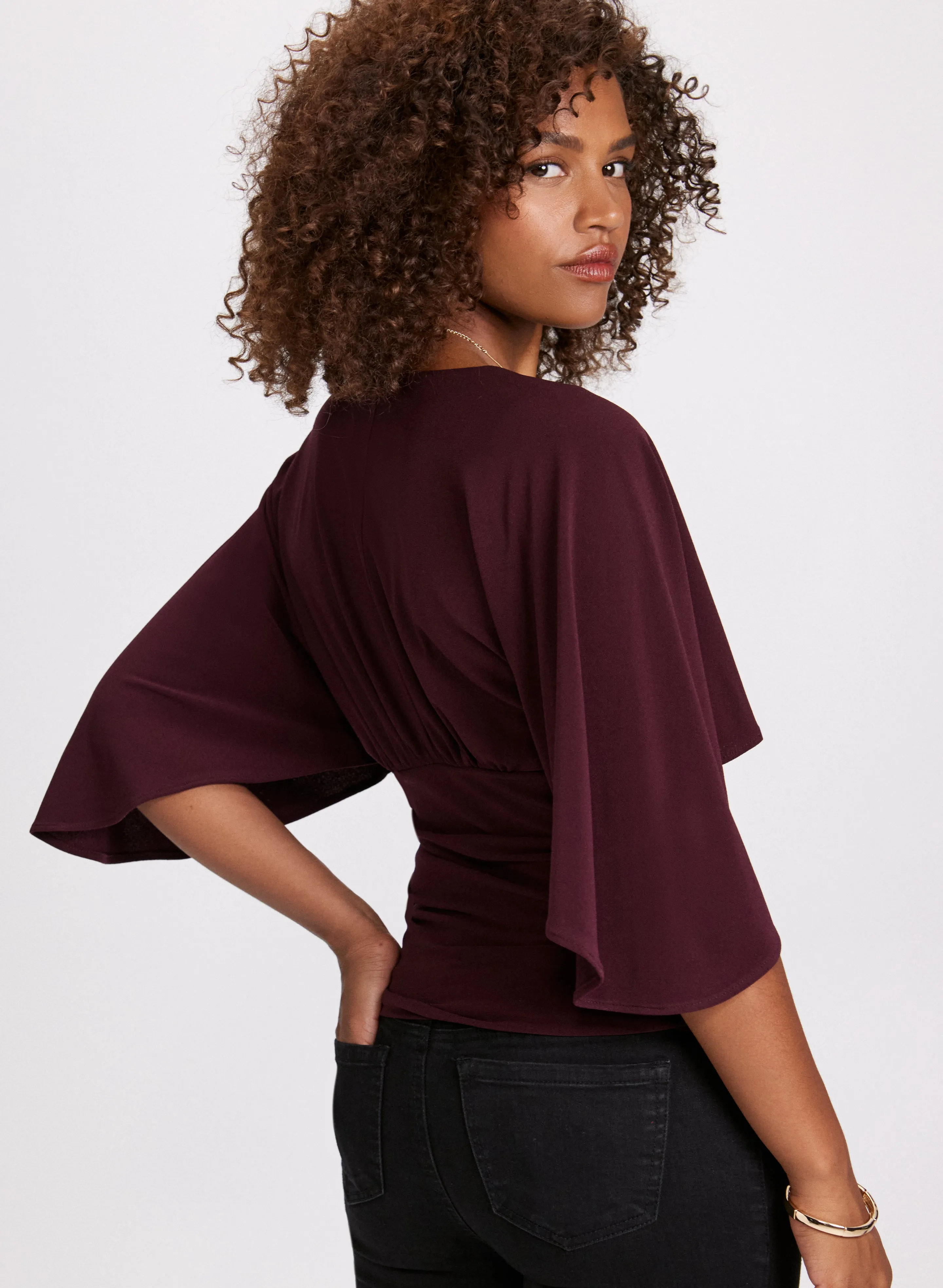 V-Neck Flared Sleeve Top