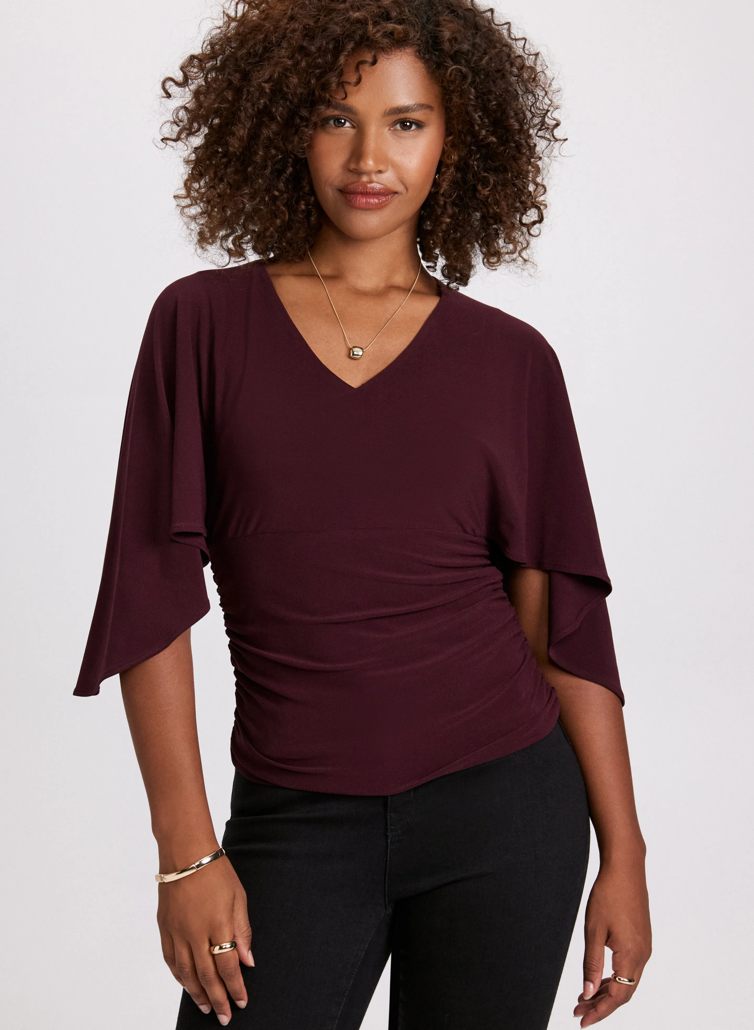 V-Neck Flared Sleeve Top