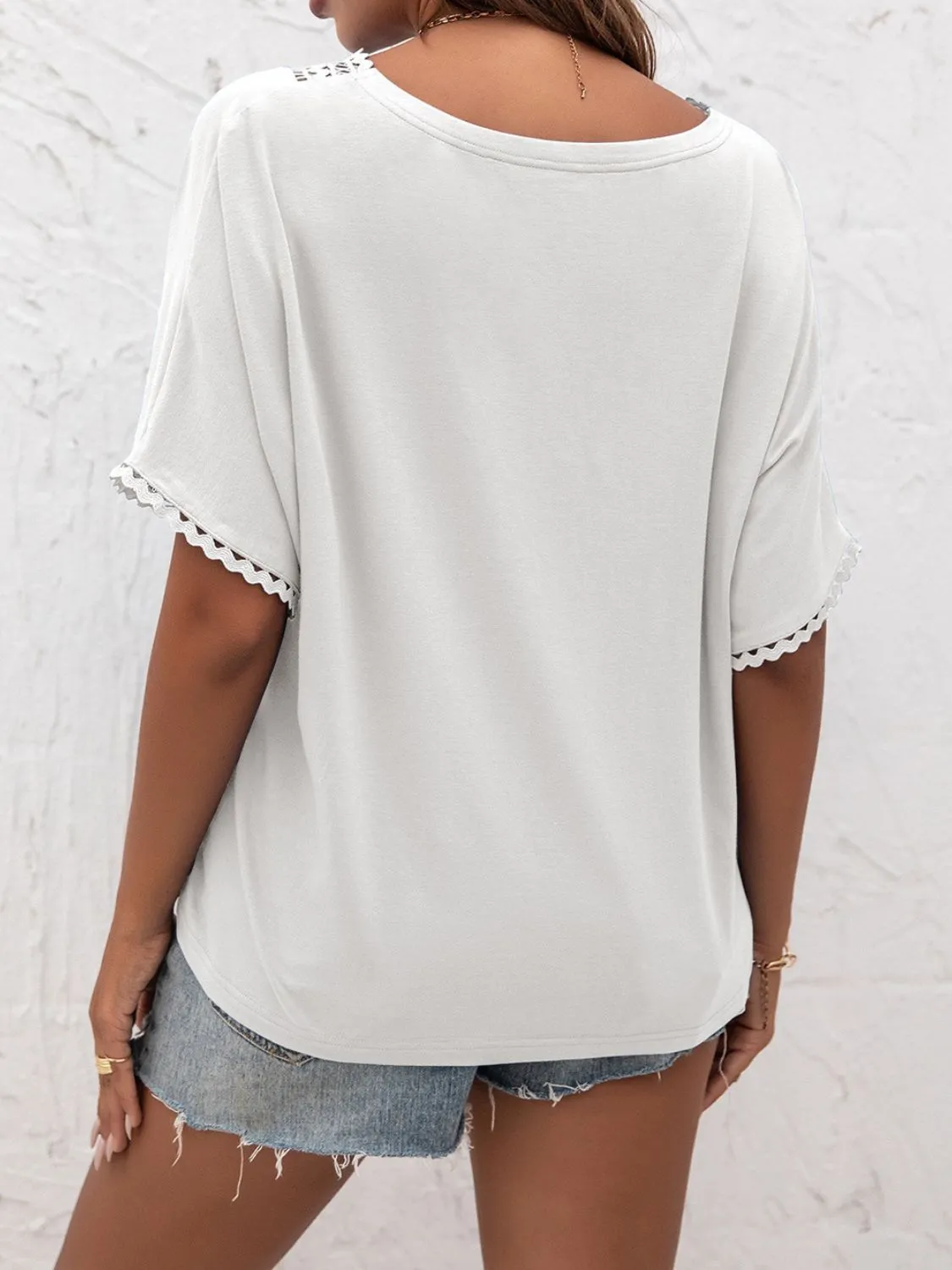 V-Neck Short Sleeve Blouse