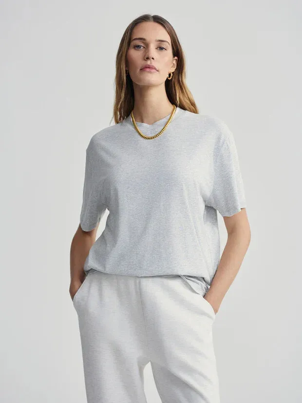 Varley Leighton Boyfriend Tee - Light Grey Melange