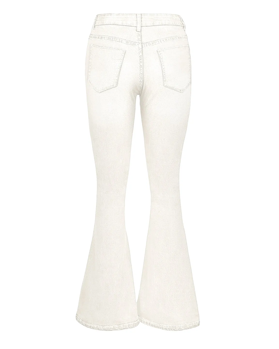 White Ripped Knee Flared Denim Jeans