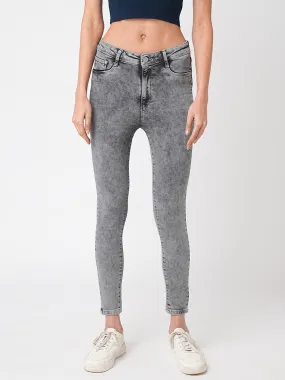 Women Grey High-Rise Skinny Jeans