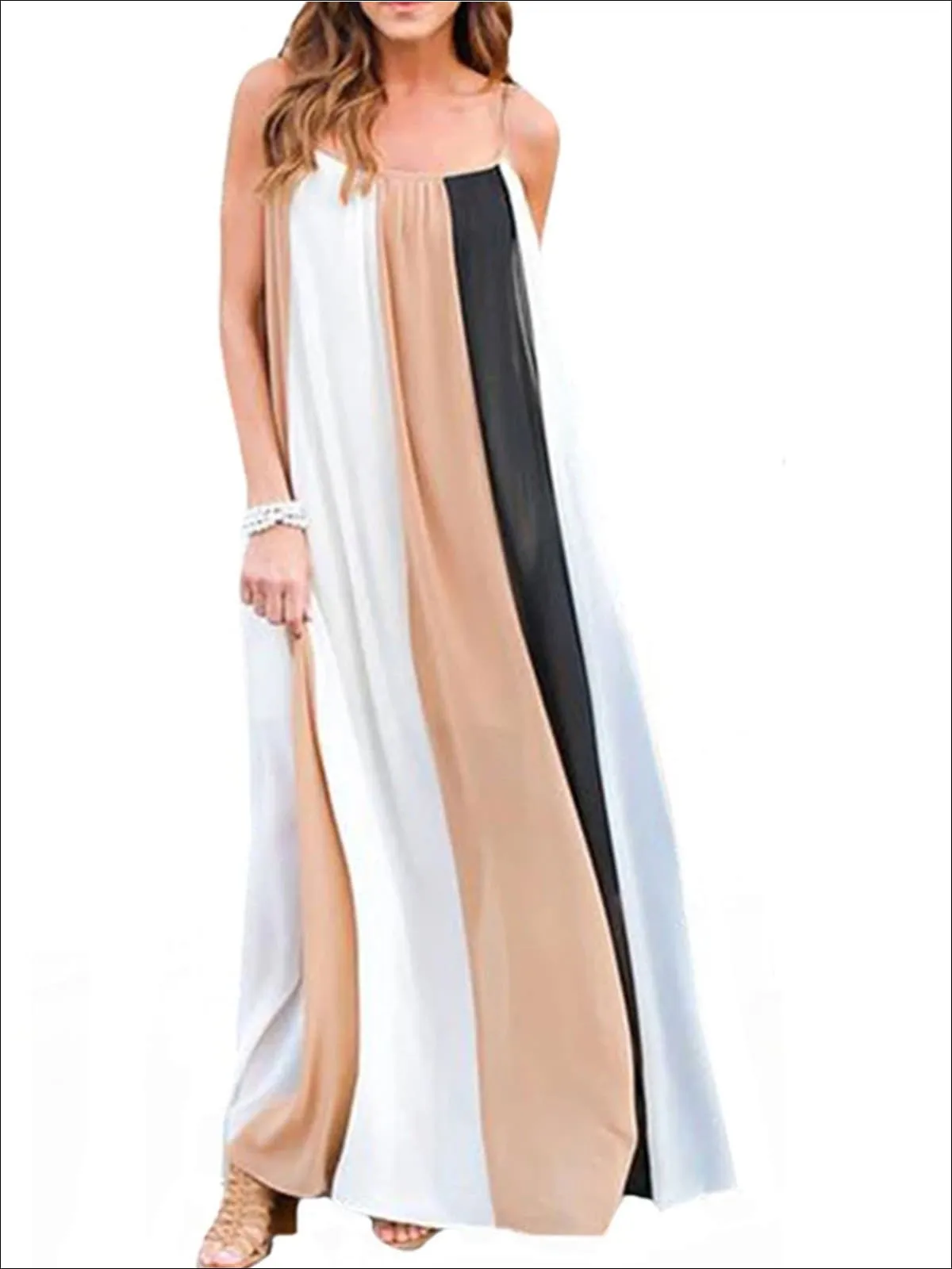 Women's Loose Striped Chiffon Maxi Dress